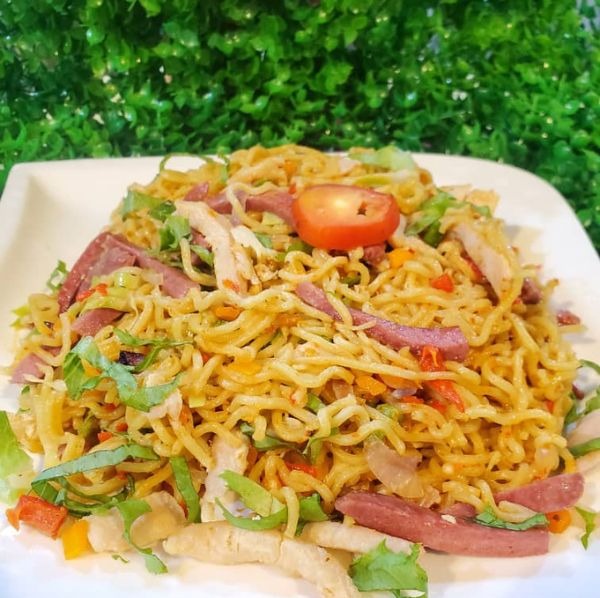 Noodles and Eggs - N2400 Quick noodles with scrambled eggs.